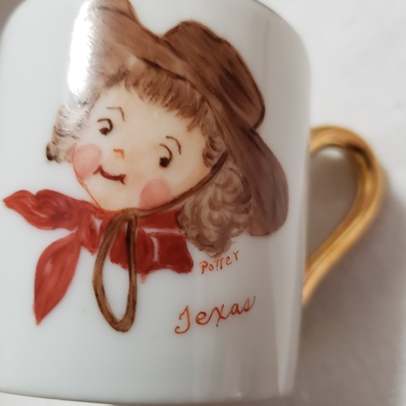 Super Cute Little Porcelain Mugs With a Boy and Girl in Western Wear from Texas - Picture 7 of 7